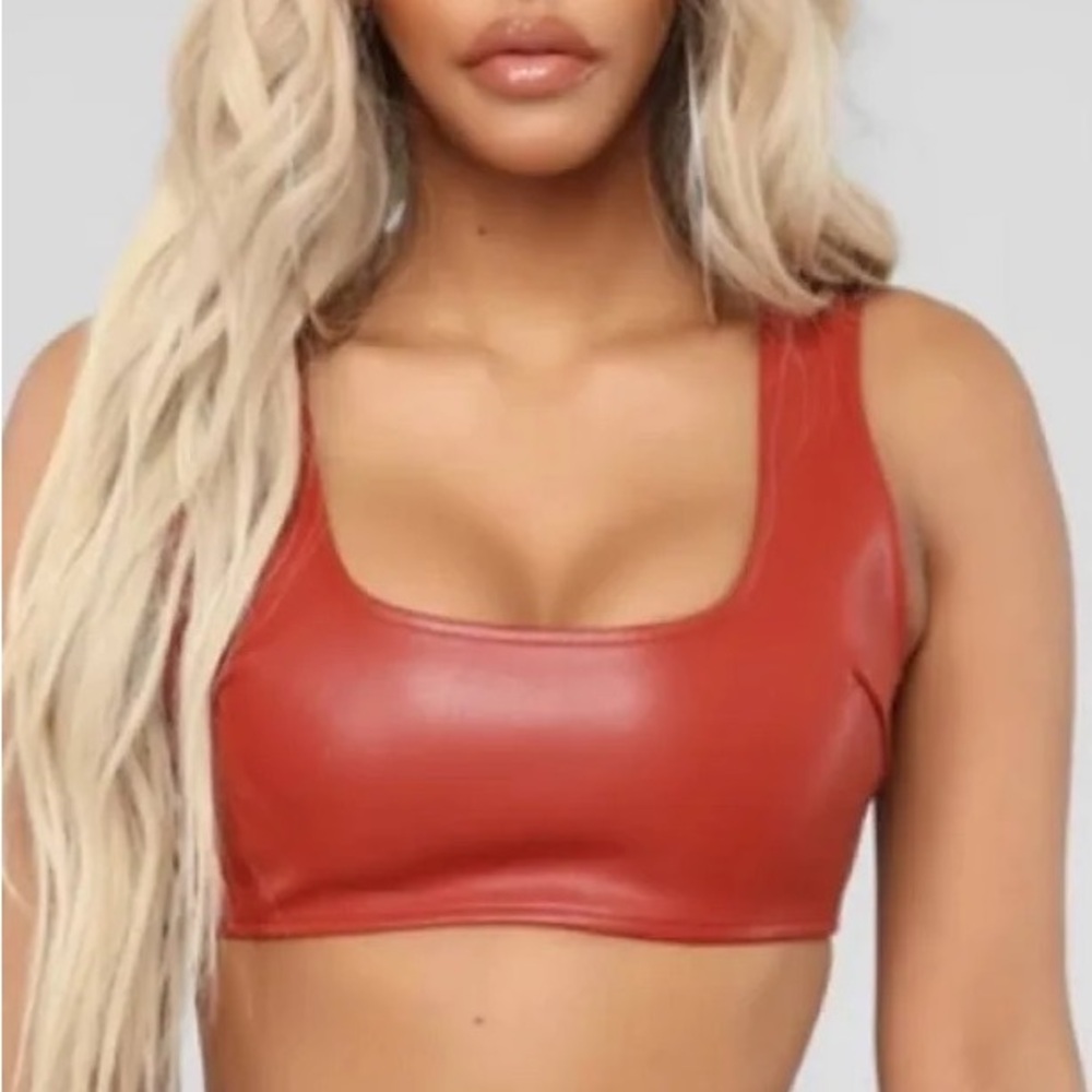Fashion Nova faux leather crop top